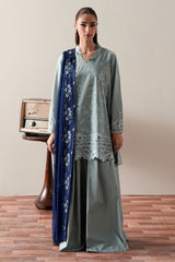 AQUA SMOKE-3PC EMBROIDERED SUIT