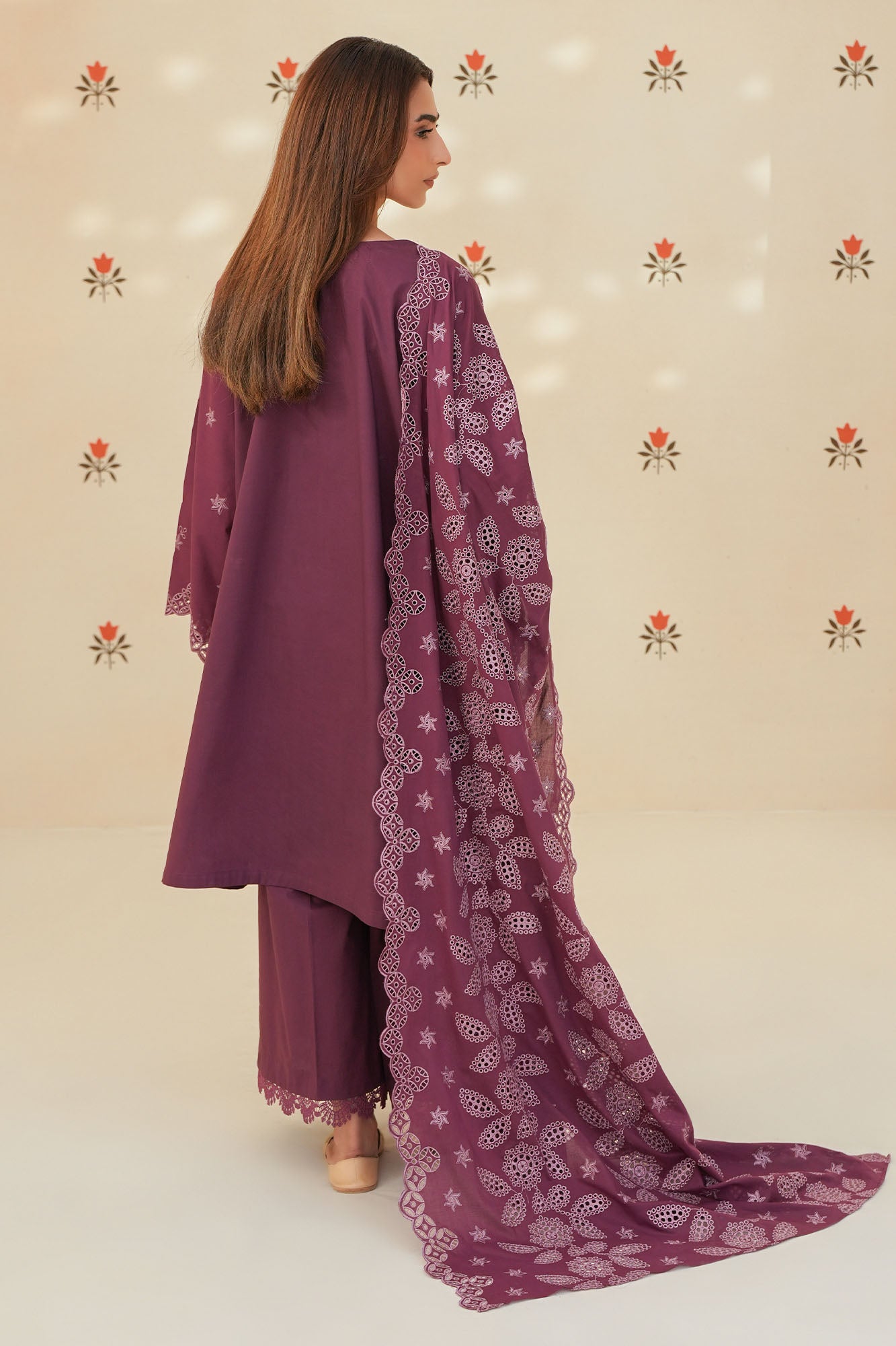 PLUM LUXE-3PC CHIKANKARI SUIT