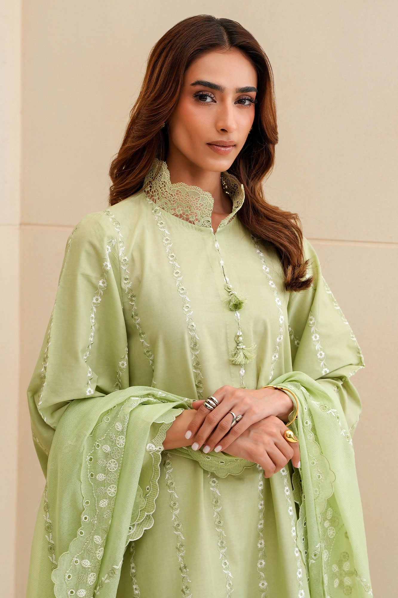 SAGE SILK-3PC CHIKANKARI SUIT