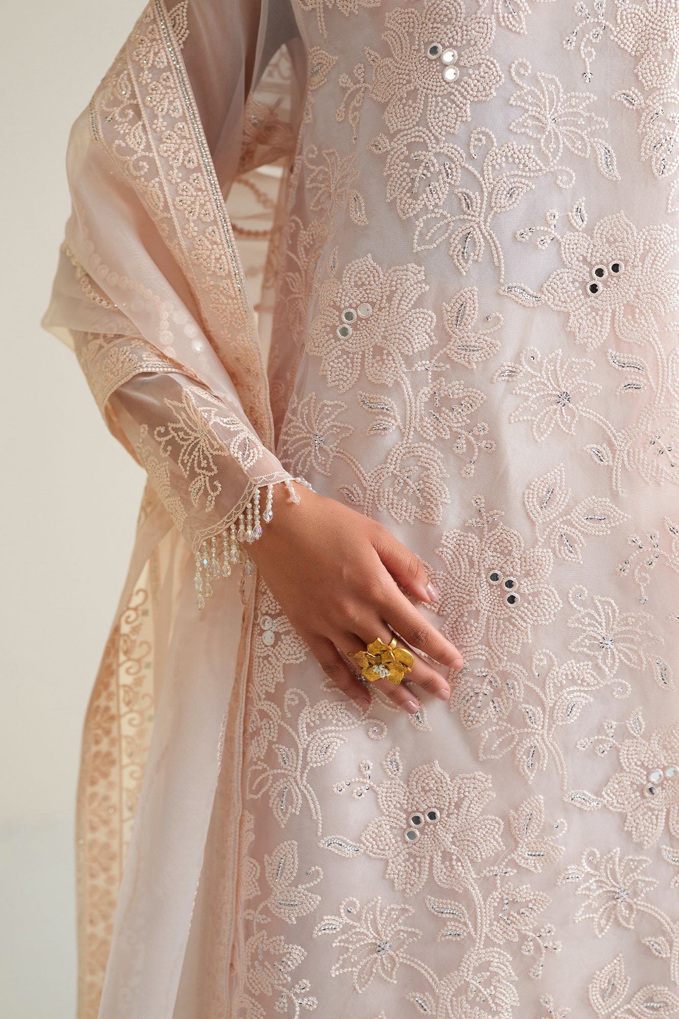 BLUSH SERENITY-4PC ORGANZA EMBROIDERED SUIT