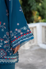 BLUE CARNATION-3PC EMBROIDERED SUIT