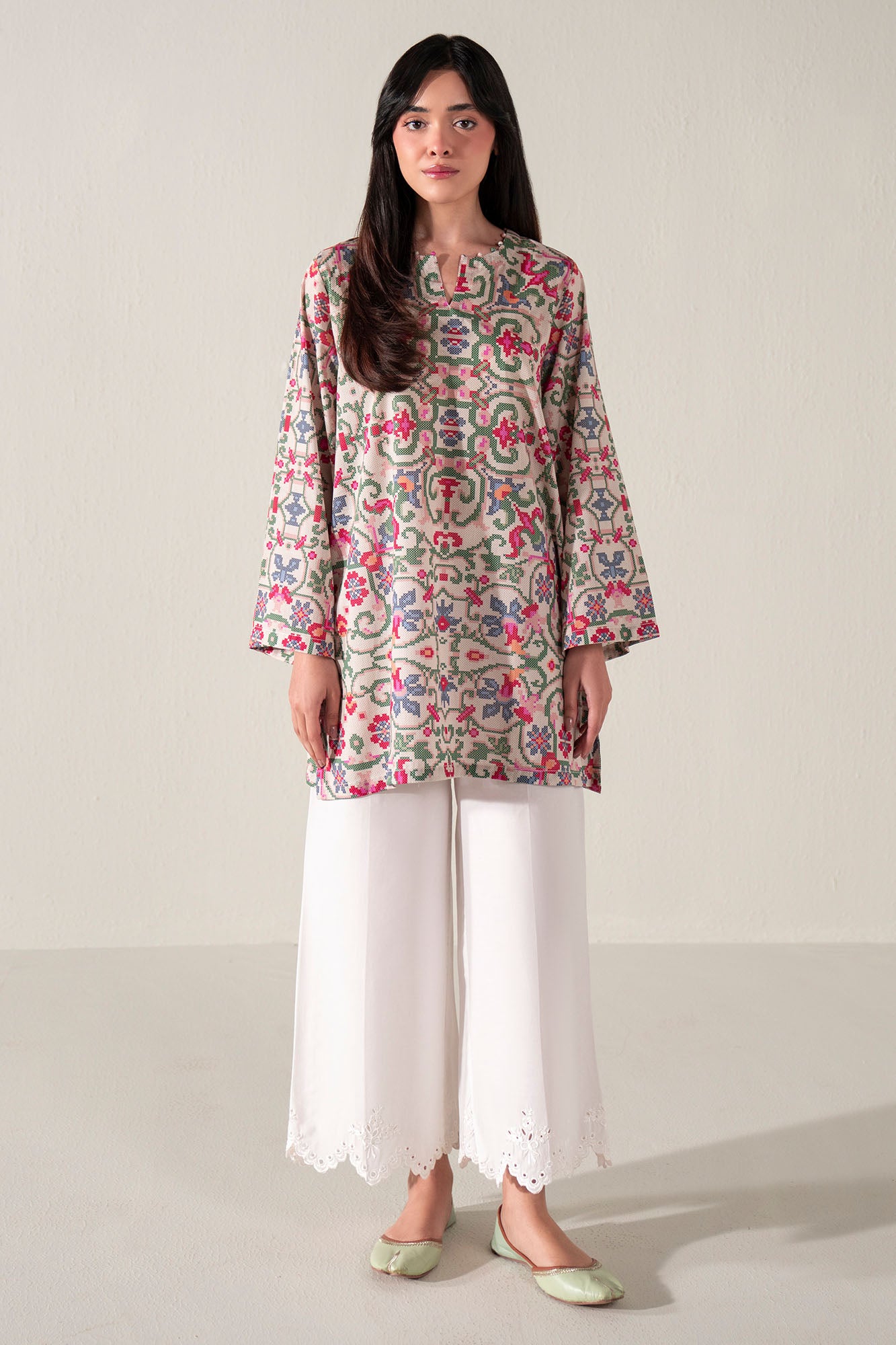 CORAL BLOOM PRINTED LAWN SHIRT