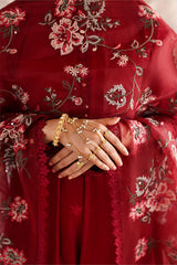 ROUGE FLARE-3PC EMBROIDERED LAWN SUIT