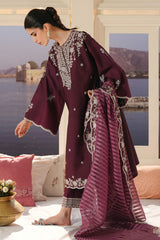 BERRY MIST-3PC EMBROIDERED LAWN SUIT