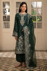 VINTAGE GREEN-3PC EMBROIDERED SUIT