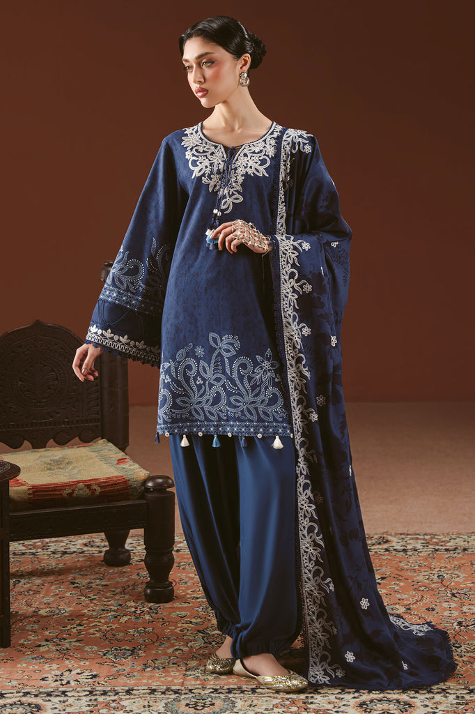 MISTED TEAL-3PC LINEN PRINTED SUIT