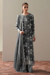 METALLIC WHISPER - 4PC CHIFFON EMBROIDERED SUIT
