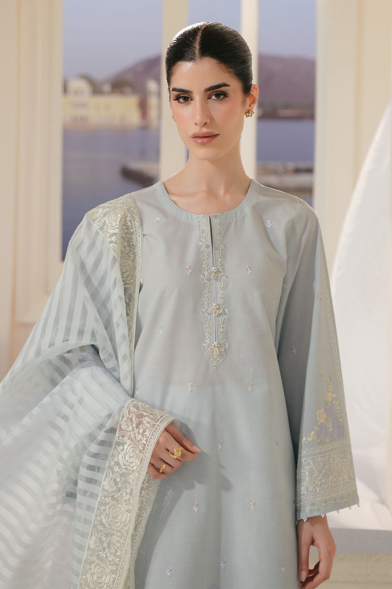 AQUA WHISPER-3PC (SHIRT, TROUSER & DUPATTA)