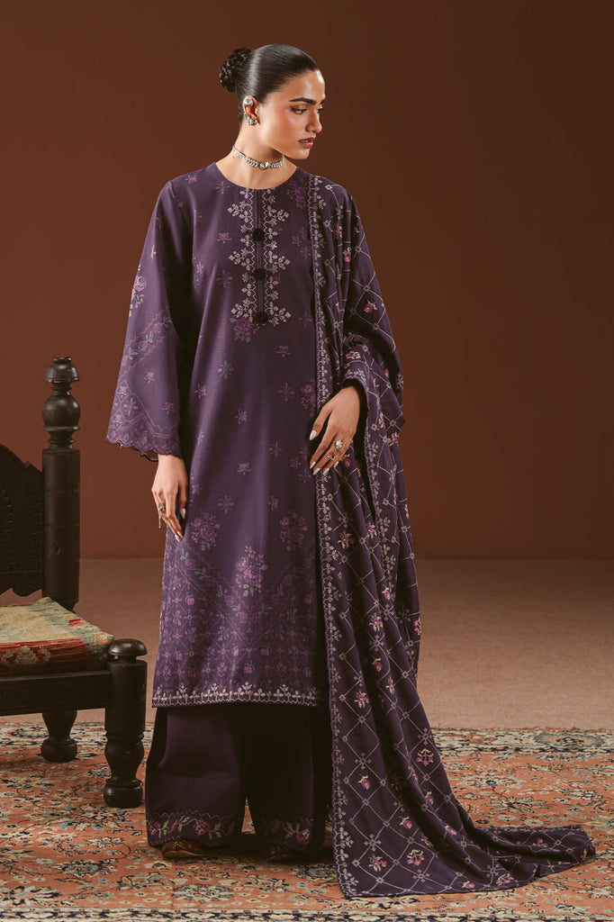 PURPLE MOSAIC-3PC KHADDAR EMBROIDERED SUIT