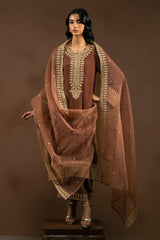 ASH ROSE-3PC (SHIRT, TROUSER & DUPATTA)