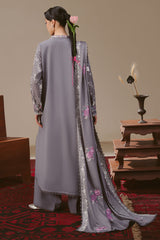 VIOLET HAZE-3PC LINEN EMBROIDERED SUIT