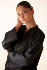 ETERNAL BLACK EMBROIDERED CAMBRIC SHIRT