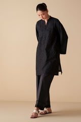 ETERNAL BLACK EMBROIDERED CAMBRIC SHIRT