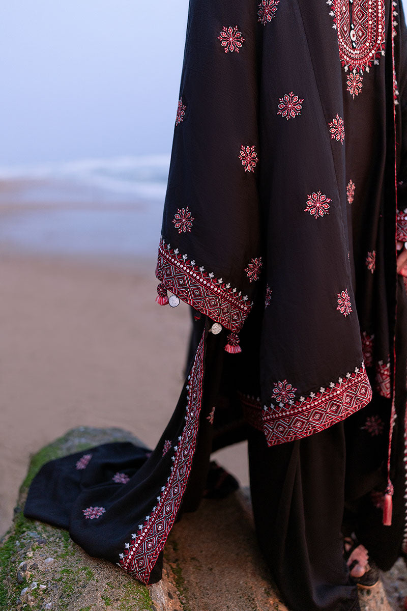 RAVEN FOLK-3PC SATIN EMBROIDERED SUIT