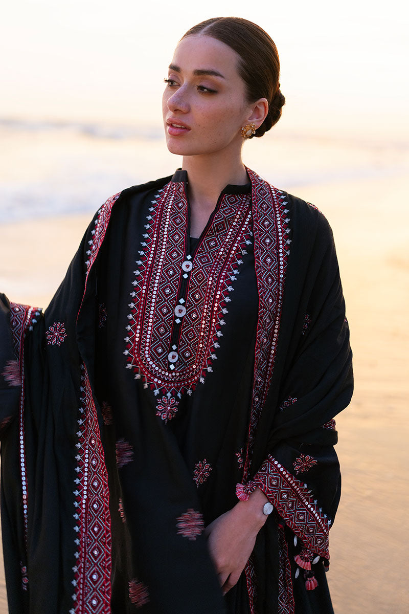 RAVEN FOLK-3PC SATIN EMBROIDERED SUIT
