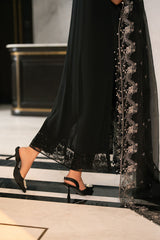 CHARCOAL VOID-3PC EMBROIDERED SILK SUIT
