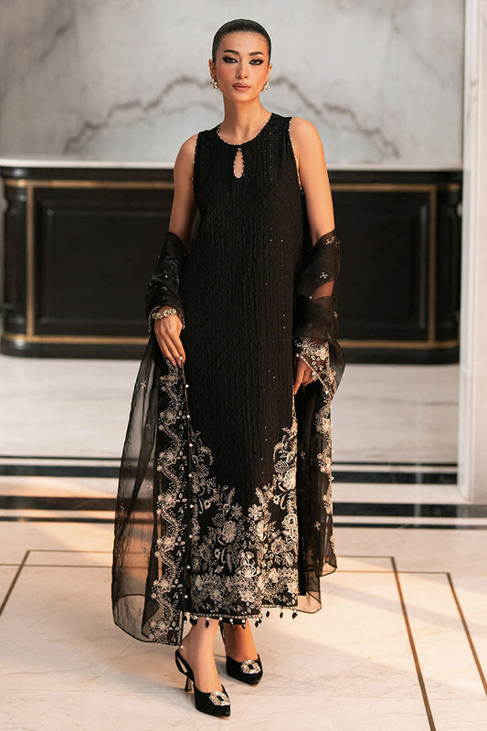 CHARCOAL VOID-3PC EMBROIDERED SILK SUIT