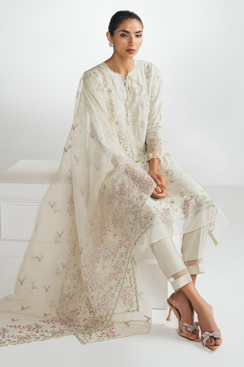 HONEYDEW MIST-3PC EMBROIDERED SILK SUIT