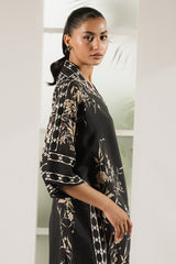 BLACK TRELLIS PRINTED SILK SHIRT