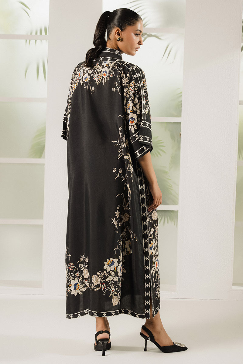BLACK TRELLIS PRINTED SILK SHIRT