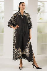 BLACK TRELLIS PRINTED SILK SHIRT