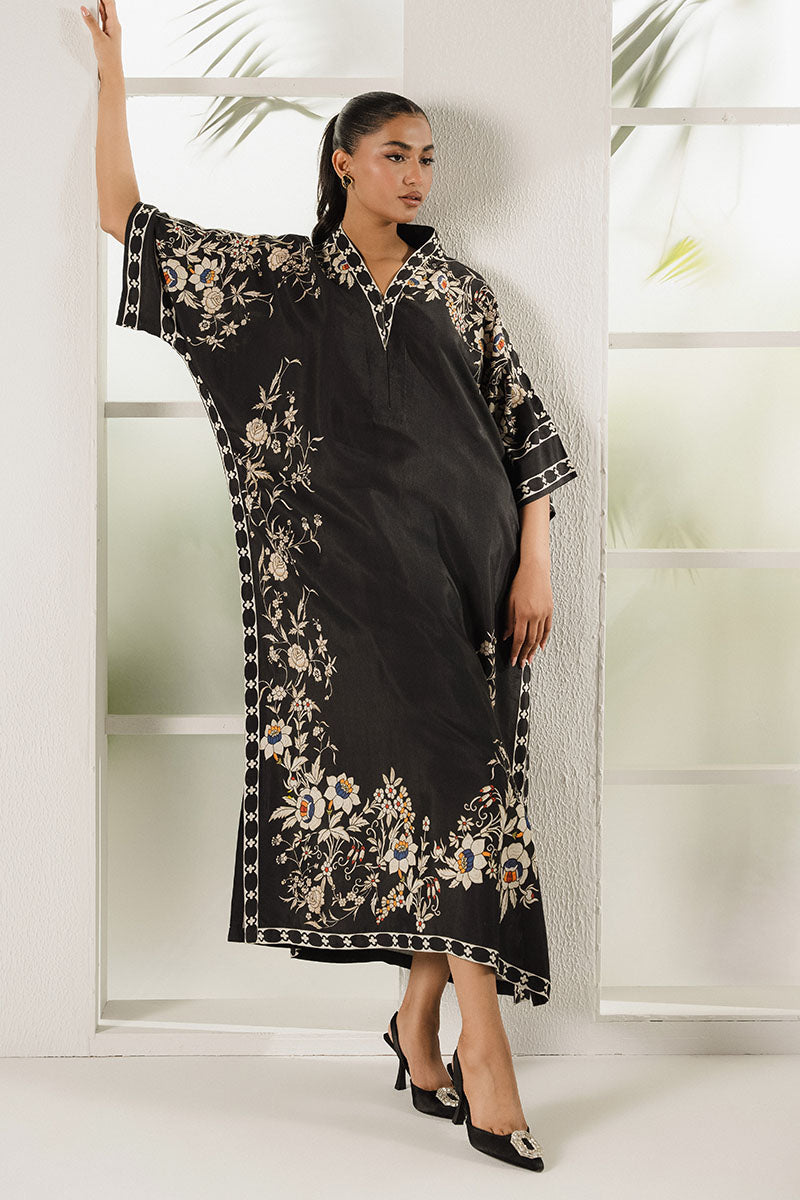 BLACK TRELLIS PRINTED SILK SHIRT