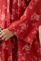 OCHRE SILK-3PC KHADDAR PRINTED SUIT