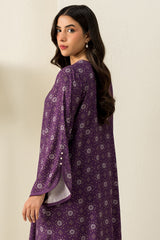 DEEP MAUVE-2PC LINEN PRINTED SUIT