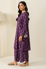 DEEP MAUVE-2PC LINEN PRINTED SUIT