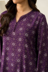 DEEP MAUVE-2PC LINEN PRINTED SUIT