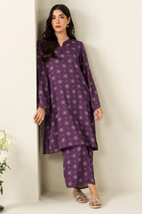 DEEP MAUVE-2PC LINEN PRINTED SUIT
