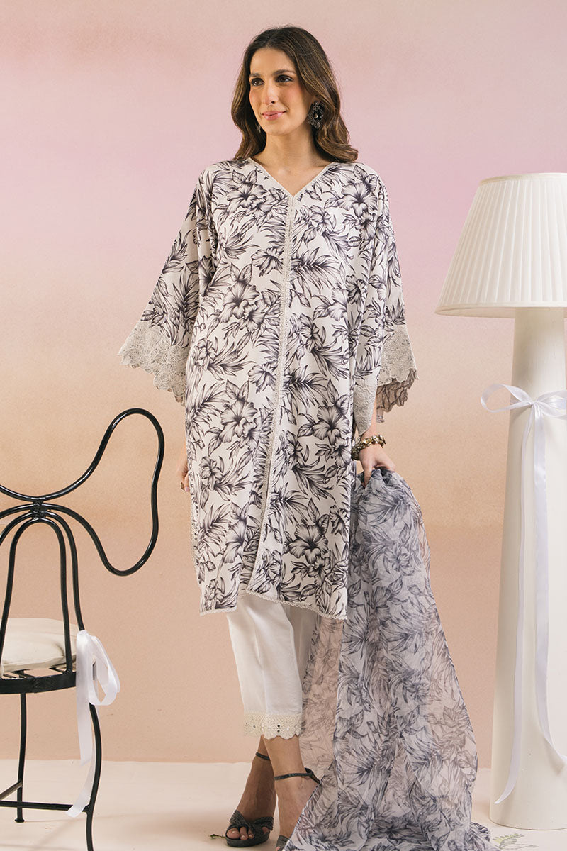 SMOKEY WHITE-2PC (SHIRT & DUPATTA)