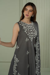 FLORAL ASH-3PC (SHIRT, TROUSER & DUPATTA)