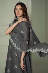 FLORAL ASH-3PC (SHIRT, TROUSER & DUPATTA)