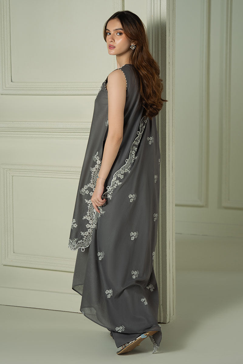 FLORAL ASH-3PC (SHIRT, TROUSER & DUPATTA)