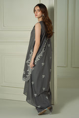 FLORAL ASH-3PC (SHIRT, TROUSER & DUPATTA)