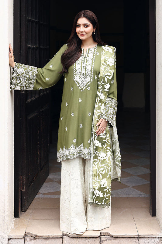 MOSS REVERIE-3PC LINEN EMBROIDERED SUIT