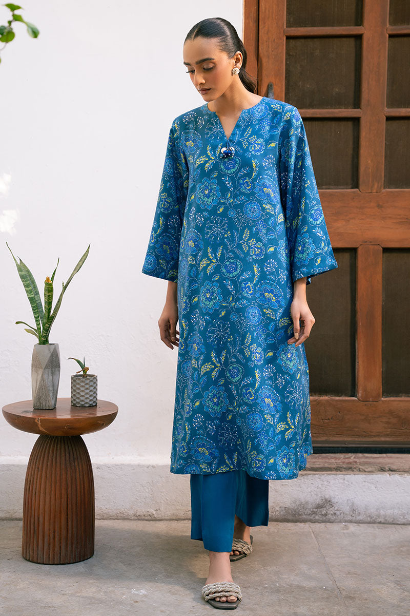 BLUE MELODY-2 PIECE PRINTED LINEN SUIT