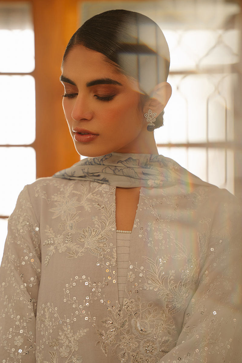 GRAY DAWN-3 PIECE EMBROIDERED SILK SUIT