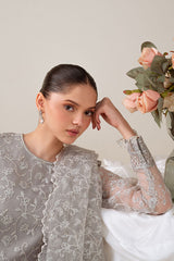 PEARL GRAY-4PC ORGANZA EMBROIDERED SUIT