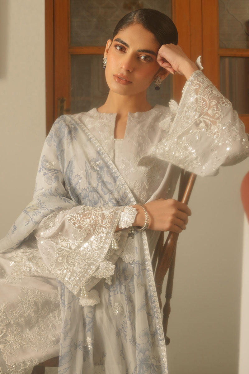 GRAY DAWN-3 PIECE EMBROIDERED SILK SUIT