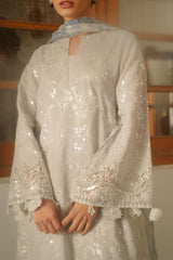 GRAY DAWN-3 PIECE EMBROIDERED SILK SUIT