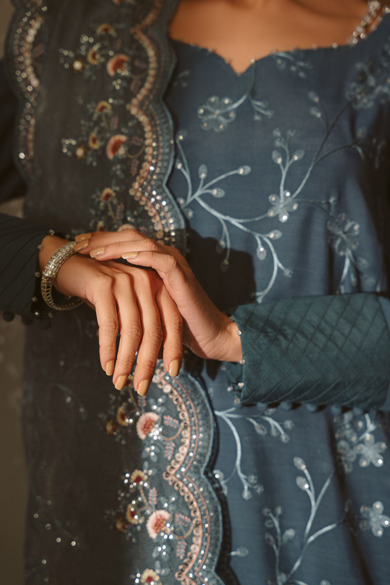 MAJESTIC TEAL-3PC (SILK EMBROIDERED PRET)