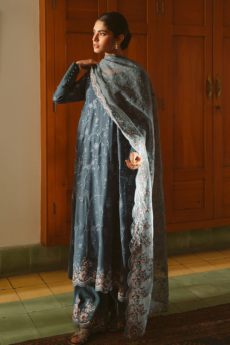 MAJESTIC TEAL-3 PIECE EMBROIDERED SILK SUIT