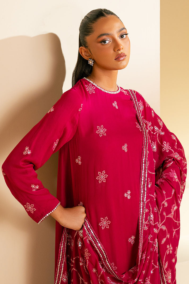 MAGENTA BLOOM-3PC (SHIRT,TROUSER & DUPATTA)