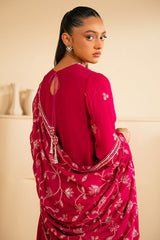 MAGENTA BLOOM-3PC (SHIRT,TROUSER & DUPATTA)