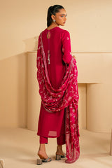 MAGENTA BLOOM-3PC (SHIRT,TROUSER & DUPATTA)