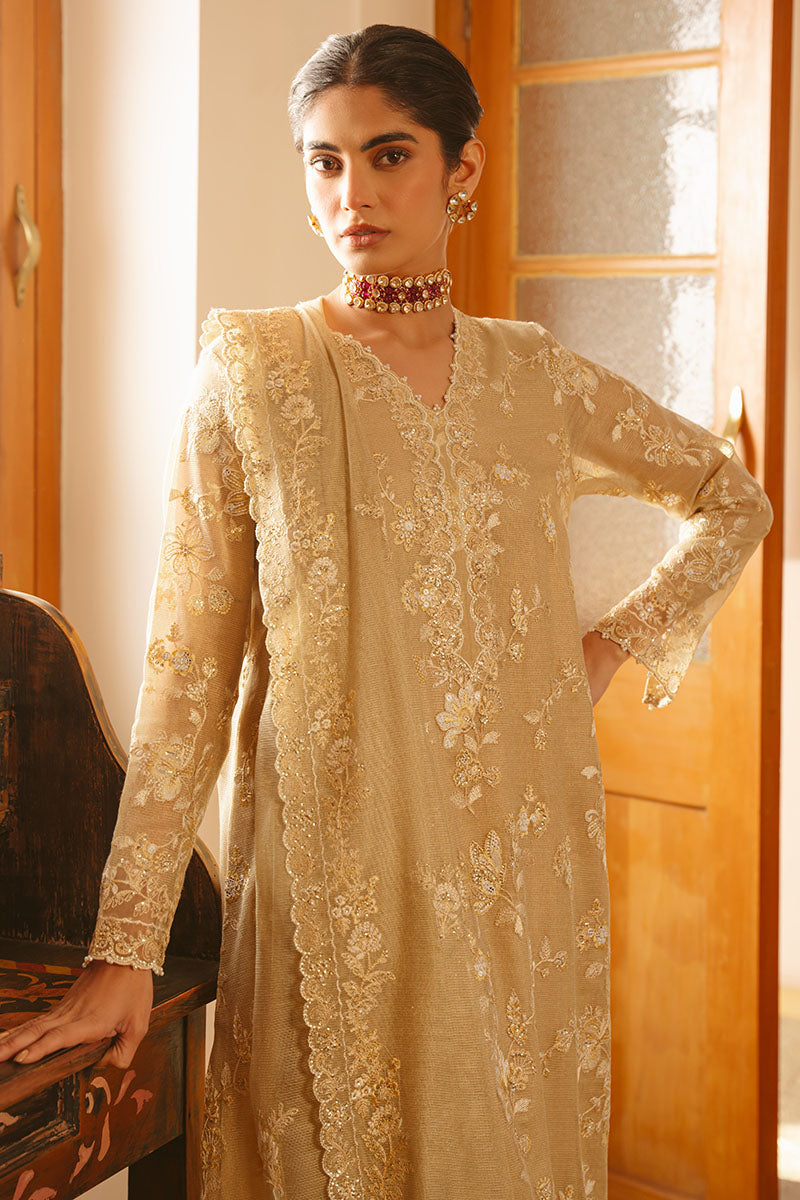 GOLDEN AURA-4 PIECE EMBROIDERED SILK SUIT