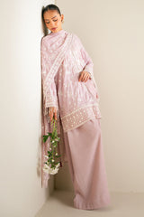 QUARTZ PINK-3PC SILK EMBROIDERED SUIT