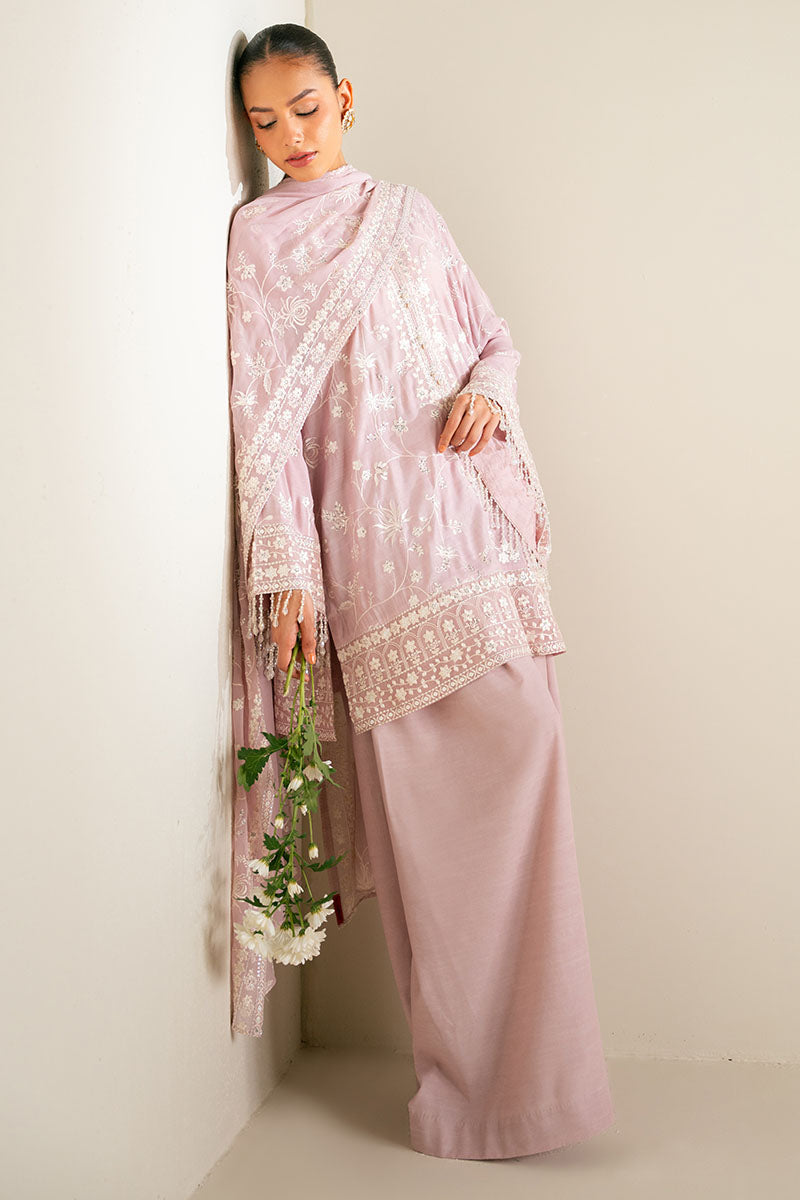 QUARTZ PINK-3PC SILK EMBROIDERED SUIT